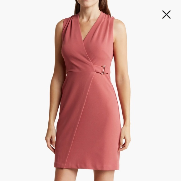 Tahari ASL Faux Wrap Sheath Dress in Victorian Rose, Size 8 - Picture 1 of 17